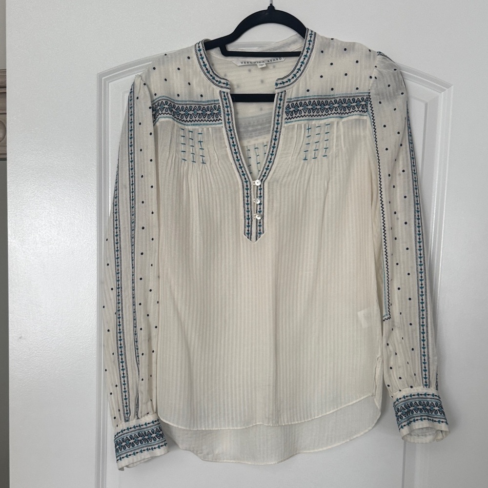 Veronica Beard Button Down Lightweight Cotton Top - image 1